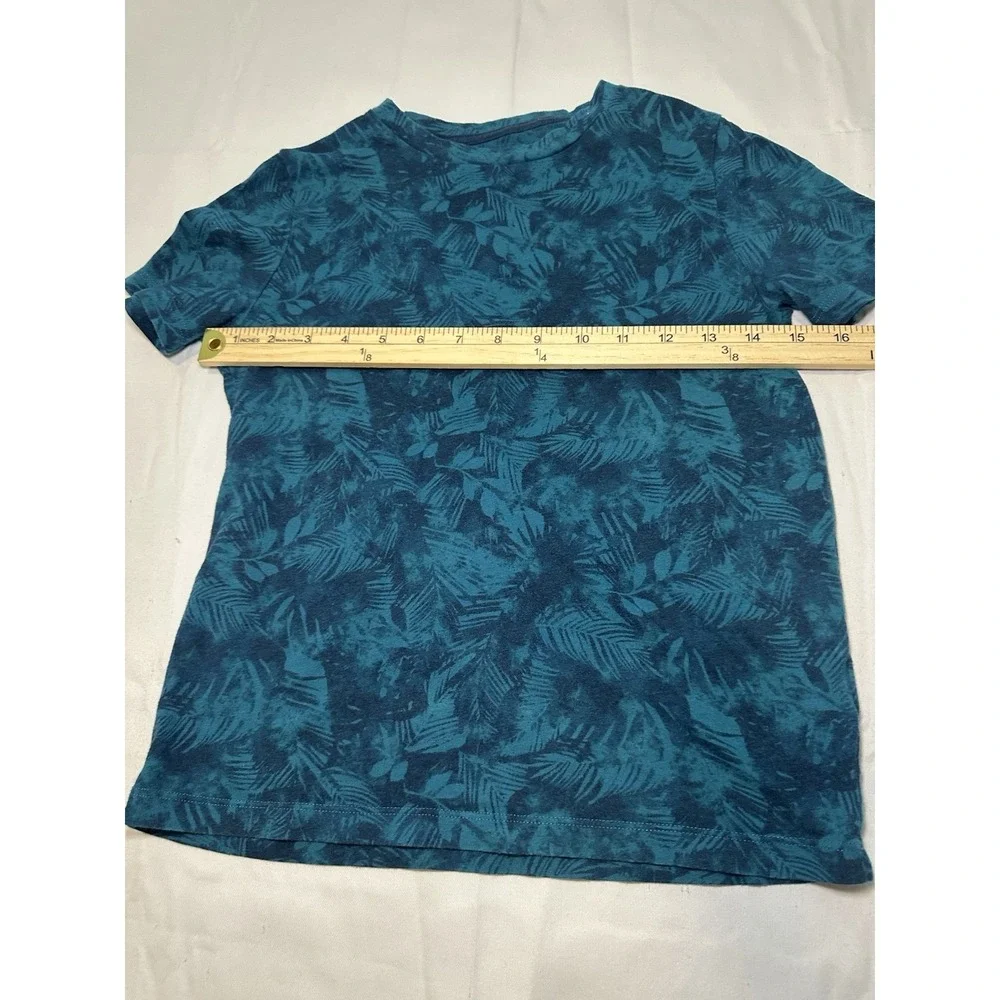 Old Navy Boys Medium 8 Tropical Palm Leaf Tee Blue Teal Summer Beach Shirt
